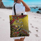 Personalized Richmond Tigers  Football Mascot Tote Bag Aboriginal Dot Art Style Vibrant Indigenous Pattern Design