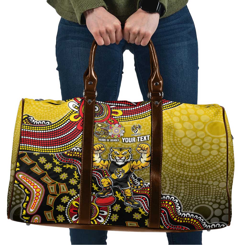 Personalized Richmond Tigers  Football Mascot Travel Bag Aboriginal Dot Art Style Vibrant Indigenous Pattern Design