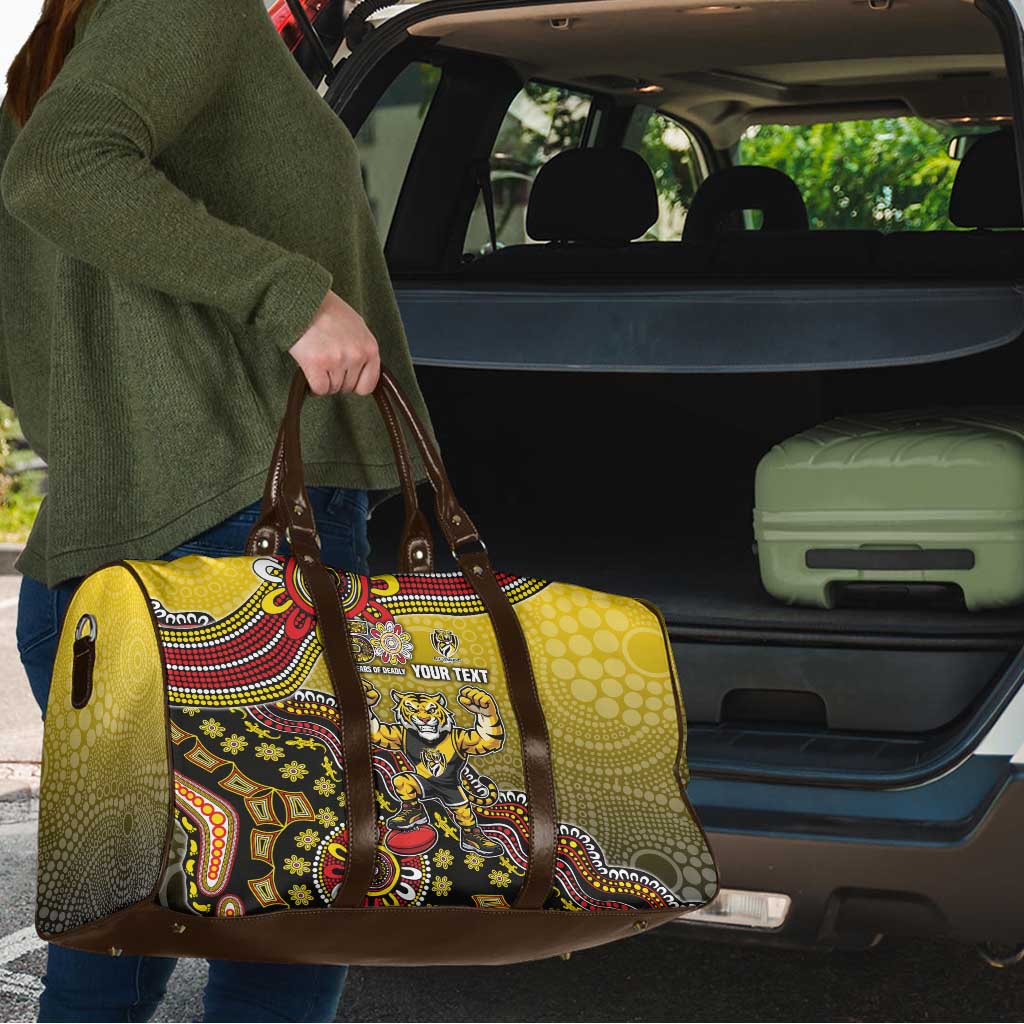 Personalized Richmond Tigers  Football Mascot Travel Bag Aboriginal Dot Art Style Vibrant Indigenous Pattern Design
