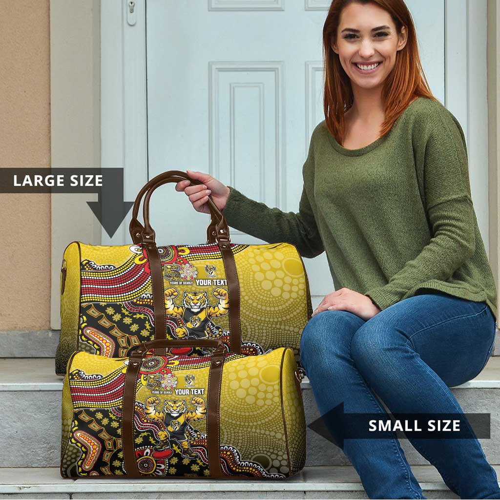 Personalized Richmond Tigers  Football Mascot Travel Bag Aboriginal Dot Art Style Vibrant Indigenous Pattern Design