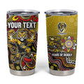Personalized Richmond Tigers  Football Mascot Tumbler Cup Aboriginal Dot Art Style Vibrant Indigenous Pattern Design