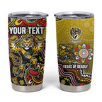 Personalized Richmond Tigers  Football Mascot Tumbler Cup Aboriginal Dot Art Style Vibrant Indigenous Pattern Design