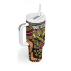 Personalized Richmond Tigers  Football Mascot Tumbler With Handle Aboriginal Dot Art Style Vibrant Indigenous Pattern Design