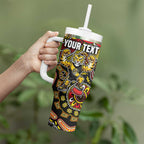 Personalized Richmond Tigers  Football Mascot Tumbler With Handle Aboriginal Dot Art Style Vibrant Indigenous Pattern Design