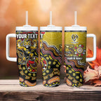 Personalized Richmond Tigers  Football Mascot Tumbler With Handle Aboriginal Dot Art Style Vibrant Indigenous Pattern Design