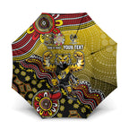 Personalized Richmond Tigers  Football Mascot Umbrella Aboriginal Dot Art Style Vibrant Indigenous Pattern Design