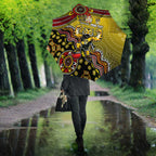 Personalized Richmond Tigers  Football Mascot Umbrella Aboriginal Dot Art Style Vibrant Indigenous Pattern Design