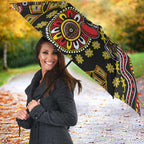 Personalized Richmond Tigers  Football Mascot Umbrella Aboriginal Dot Art Style Vibrant Indigenous Pattern Design