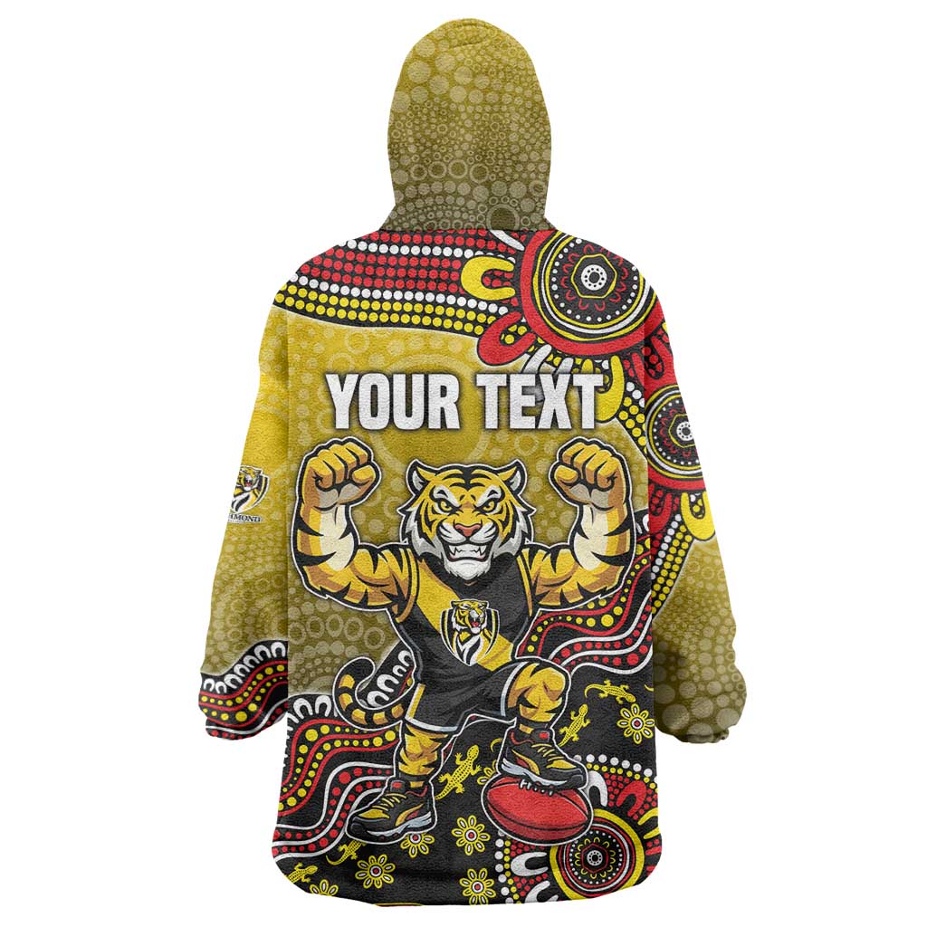 Personalized Richmond Tigers  Football Mascot Wearable Blanket Hoodie Aboriginal Dot Art Style Vibrant Indigenous Pattern Design
