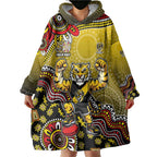 Personalized Richmond Tigers  Football Mascot Wearable Blanket Hoodie Aboriginal Dot Art Style Vibrant Indigenous Pattern Design