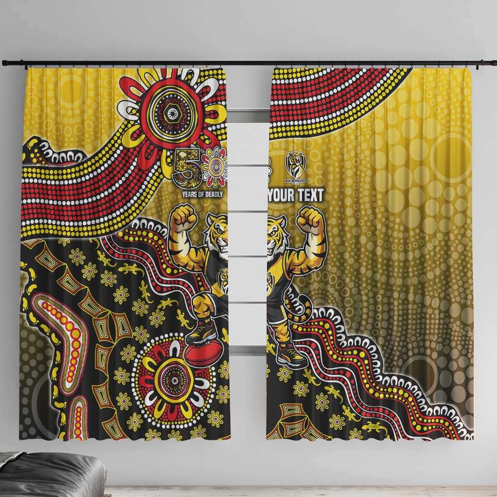 Personalized Richmond Tigers  Football Mascot Window Curtain Aboriginal Dot Art Style Vibrant Indigenous Pattern Design