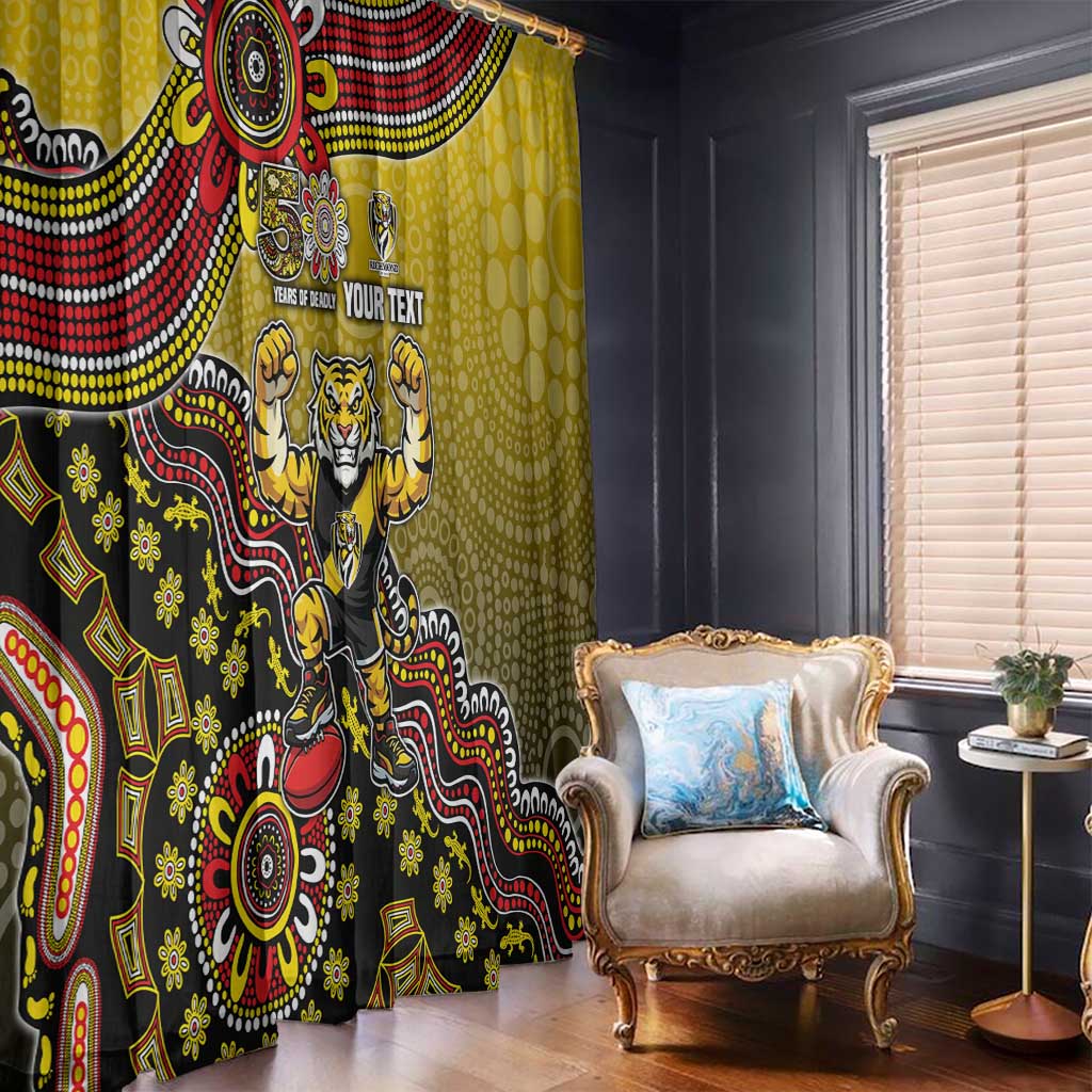 Personalized Richmond Tigers  Football Mascot Window Curtain Aboriginal Dot Art Style Vibrant Indigenous Pattern Design
