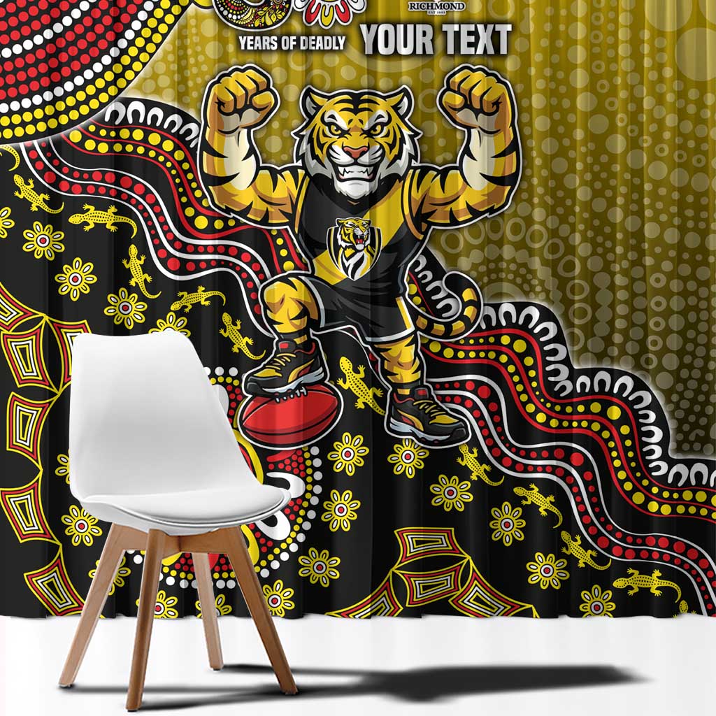 Personalized Richmond Tigers  Football Mascot Window Curtain Aboriginal Dot Art Style Vibrant Indigenous Pattern Design