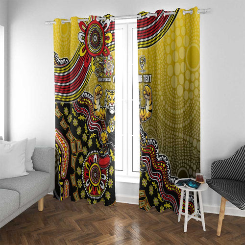 Personalized Richmond Tigers  Football Mascot Window Curtain Aboriginal Dot Art Style Vibrant Indigenous Pattern Design