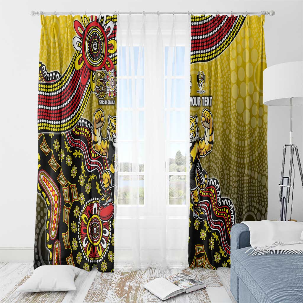 Personalized Richmond Tigers  Football Mascot Window Curtain Aboriginal Dot Art Style Vibrant Indigenous Pattern Design