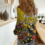 Personalized Richmond Tigers  Football Mascot Women Casual Shirt Aboriginal Dot Art Style Vibrant Indigenous Pattern Design