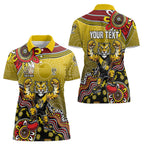 Personalized Richmond Tigers  Football Mascot Women Polo Shirt Aboriginal Dot Art Style Vibrant Indigenous Pattern Design