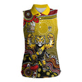 Personalized Richmond Tigers  Football Mascot Women Sleeveless Polo Shirt Aboriginal Dot Art Style Vibrant Indigenous Pattern Design