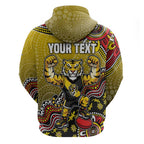Personalized Richmond Tigers  Football Mascot Zip Hoodie Aboriginal Dot Art Style Vibrant Indigenous Pattern Design