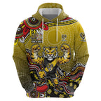 Personalized Richmond Tigers  Football Mascot Zip Hoodie Aboriginal Dot Art Style Vibrant Indigenous Pattern Design