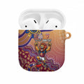 Personalized Brisbane Lions Football Mascot AirPods Case Aboriginal Dot Art Style Vibrant Indigenous Pattern Design
