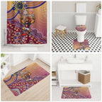 Personalized Brisbane Lions Football Mascot Bathroom Set Aboriginal Dot Art Style Vibrant Indigenous Pattern Design