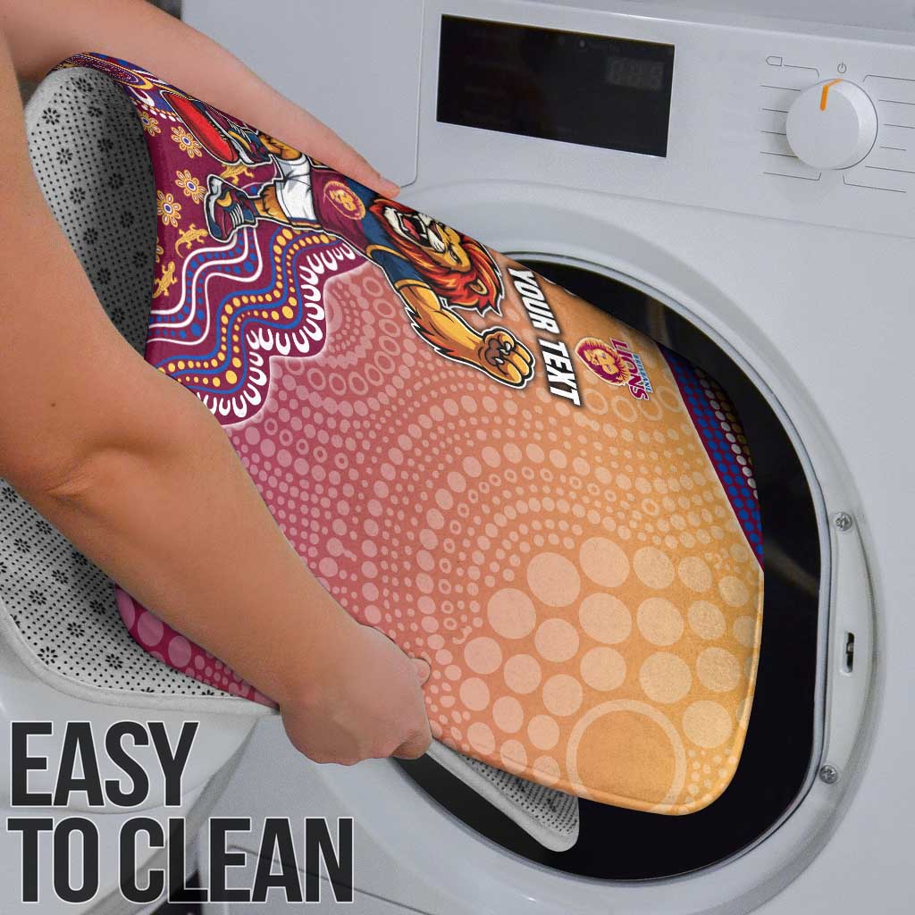 Personalized Brisbane Lions Football Mascot Bathroom Set Aboriginal Dot Art Style Vibrant Indigenous Pattern Design