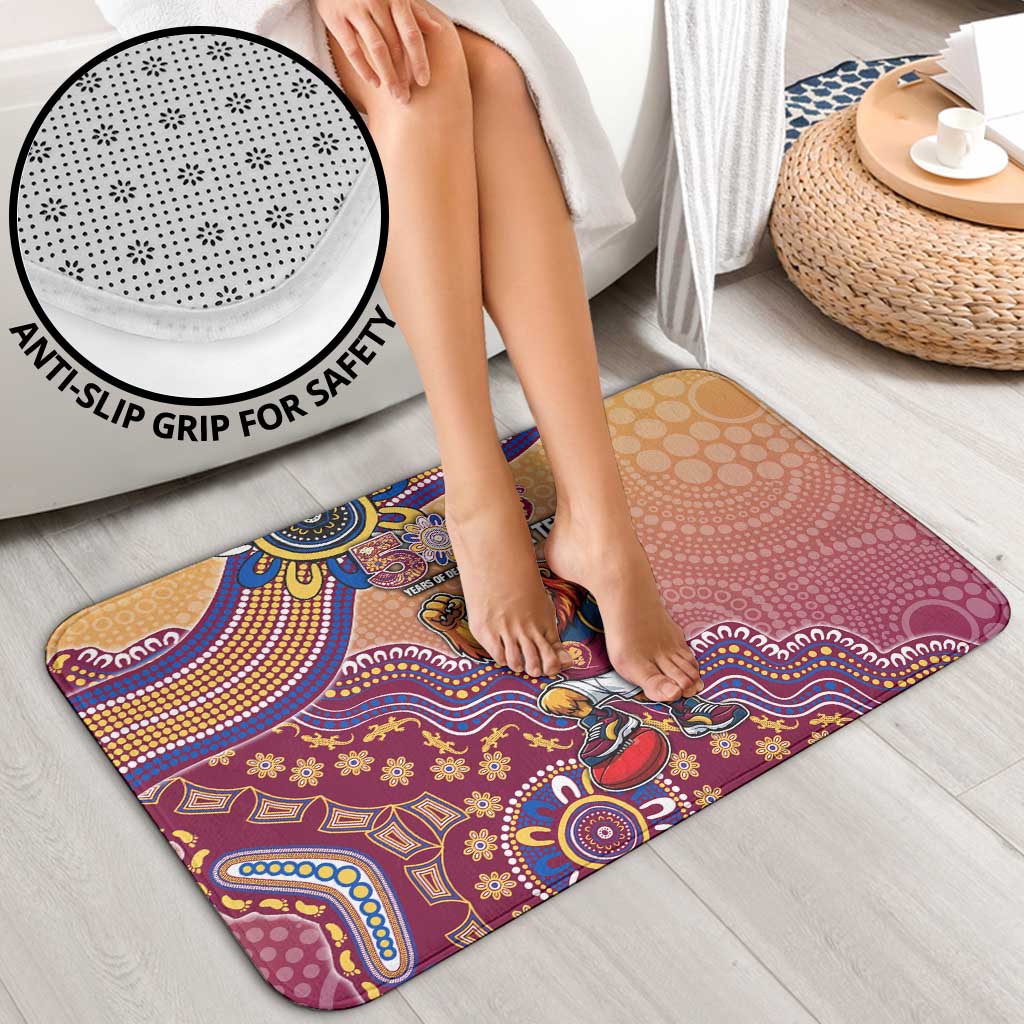 Personalized Brisbane Lions Football Mascot Bathroom Set Aboriginal Dot Art Style Vibrant Indigenous Pattern Design