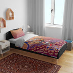 Personalized Brisbane Lions Football Mascot Bedding Set Aboriginal Dot Art Style Vibrant Indigenous Pattern Design