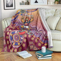 Personalized Brisbane Lions Football Mascot Blanket Aboriginal Dot Art Style Vibrant Indigenous Pattern Design