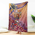 Personalized Brisbane Lions Football Mascot Blanket Aboriginal Dot Art Style Vibrant Indigenous Pattern Design
