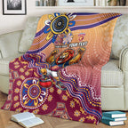 Personalized Brisbane Lions Football Mascot Blanket Aboriginal Dot Art Style Vibrant Indigenous Pattern Design