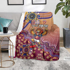 Personalized Brisbane Lions Football Mascot Blanket Aboriginal Dot Art Style Vibrant Indigenous Pattern Design
