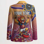 Personalized Brisbane Lions Football Mascot Blazer Aboriginal Dot Art Style Vibrant Indigenous Pattern Design