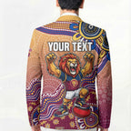 Personalized Brisbane Lions Football Mascot Blazer Aboriginal Dot Art Style Vibrant Indigenous Pattern Design