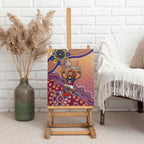 Personalized Brisbane Lions Football Mascot Canvas Wall Art Aboriginal Dot Art Style Vibrant Indigenous Pattern Design