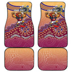 Personalized Brisbane Lions Football Mascot Car Mats Aboriginal Dot Art Style Vibrant Indigenous Pattern Design
