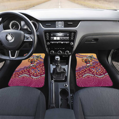 Personalized Brisbane Lions Football Mascot Car Mats Aboriginal Dot Art Style Vibrant Indigenous Pattern Design