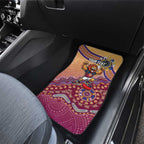 Personalized Brisbane Lions Football Mascot Car Mats Aboriginal Dot Art Style Vibrant Indigenous Pattern Design