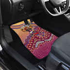 Personalized Brisbane Lions Football Mascot Car Mats Aboriginal Dot Art Style Vibrant Indigenous Pattern Design