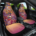 Personalized Brisbane Lions Football Mascot Car Seat Cover Aboriginal Dot Art Style Vibrant Indigenous Pattern Design