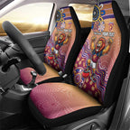 Personalized Brisbane Lions Football Mascot Car Seat Cover Aboriginal Dot Art Style Vibrant Indigenous Pattern Design