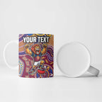 Personalized Brisbane Lions Football Mascot Ceramic Mug Aboriginal Dot Art Style Vibrant Indigenous Pattern Design