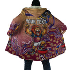 Personalized Brisbane Lions Football Mascot Cloak Aboriginal Dot Art Style Vibrant Indigenous Pattern Design
