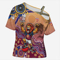 Personalized Brisbane Lions Football Mascot Cross Shoulder Shirt Aboriginal Dot Art Style Vibrant Indigenous Pattern Design