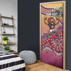 Personalized Brisbane Lions Football Mascot Door Cover Aboriginal Dot Art Style Vibrant Indigenous Pattern Design
