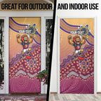 Personalized Brisbane Lions Football Mascot Door Cover Aboriginal Dot Art Style Vibrant Indigenous Pattern Design