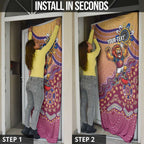 Personalized Brisbane Lions Football Mascot Door Cover Aboriginal Dot Art Style Vibrant Indigenous Pattern Design