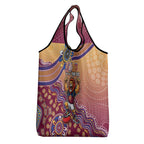 Personalized Brisbane Lions Football Mascot Grocery Bag Aboriginal Dot Art Style Vibrant Indigenous Pattern Design