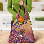 Personalized Brisbane Lions Football Mascot Grocery Bag Aboriginal Dot Art Style Vibrant Indigenous Pattern Design